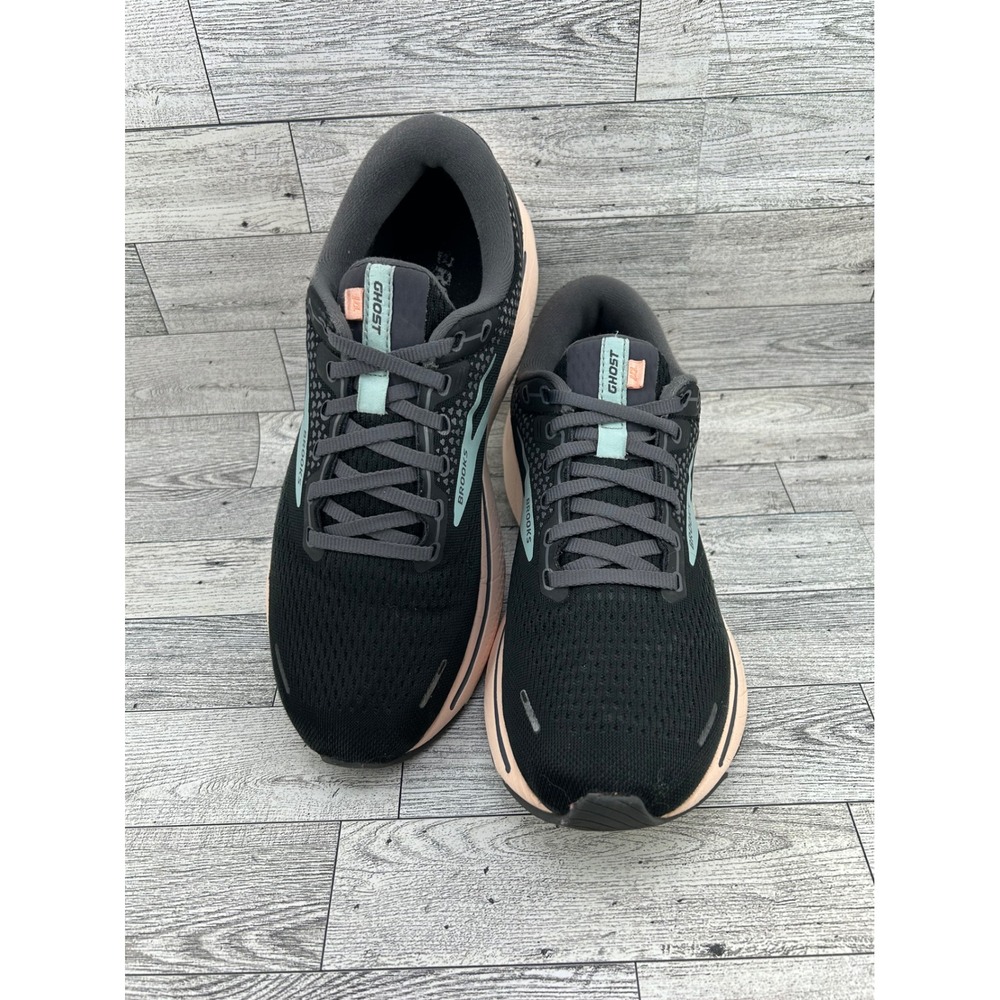 Brooks Ghost 14 Women Running Shoes Black Peach Teal 1203561B026 Size 10 Medium‎